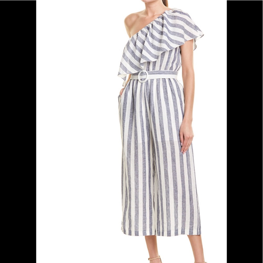 Striped off the shoulder jumpsuit